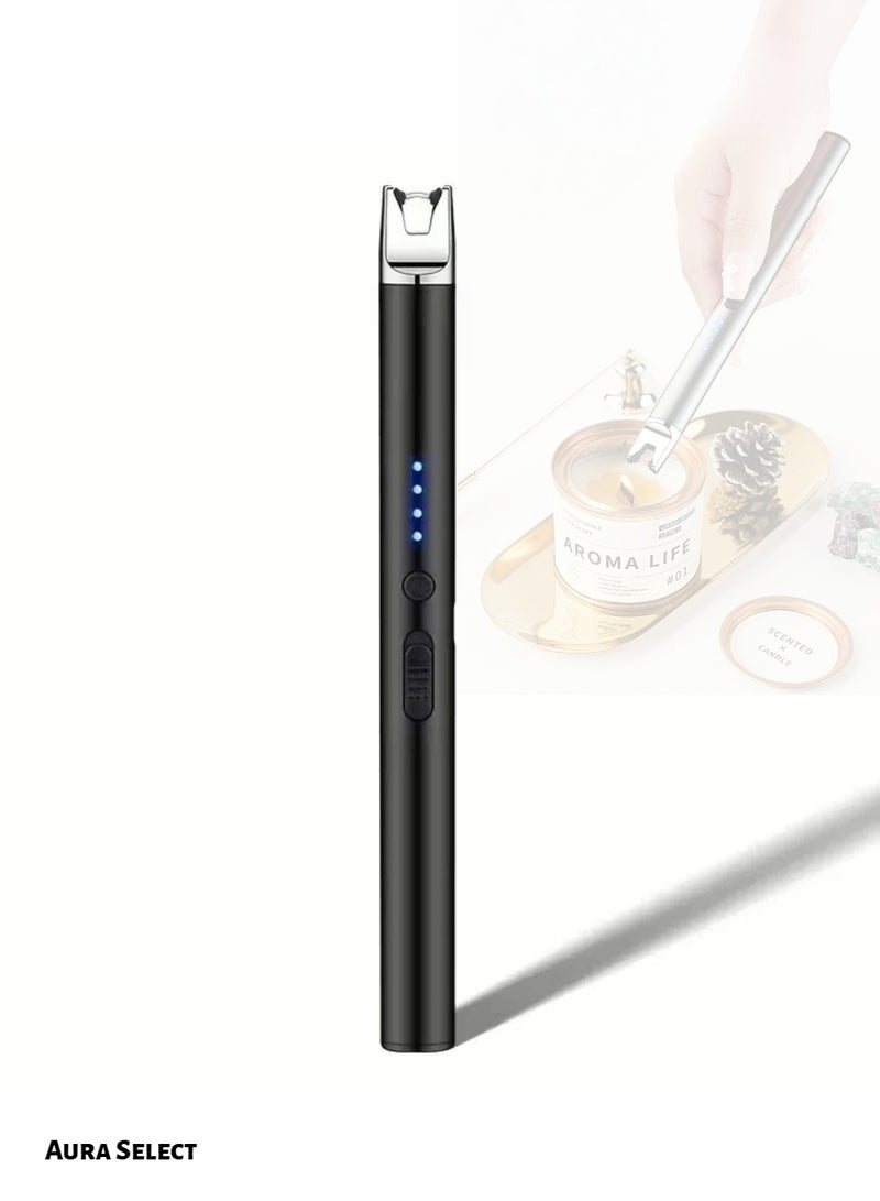  أورا سيليكت ولاعة كهربائية على شكل شمعة قابلة لإعادة الشحن عبر USB، تصميم بلا لهب ومقاوم للرياح، مزودة ببطارية ليثيوم بوليمر 170 مللي أمبير، مع شاشة LED لعرض حالة البطارية - Image 1